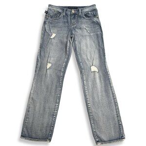 Rock & Republic Indee Jeans Women 4 Straight Distressed Grunge Boyfriend Stretch